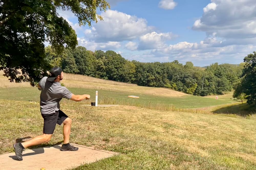 A man throwing a disc golf