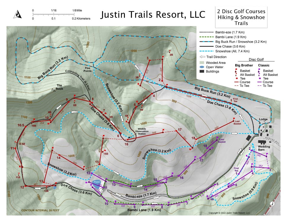 Map of Justin Trails disc golf courses